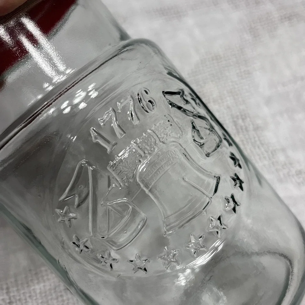 Vtg Maxwell Coffee Anchor Hocking 1776 Bicentennial Glass Jar Red Lid  Bell